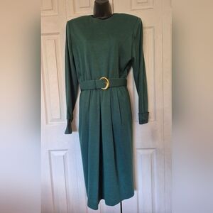 Womens Vintage Wool Blend Dress By Ciao Ltd Size 14 & Matching Neck Accessory